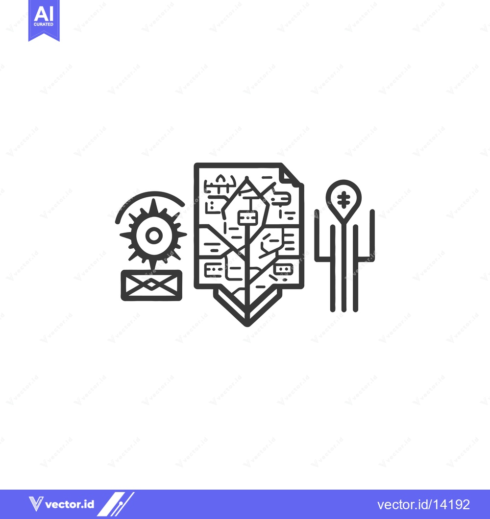 Premium Vector of A Compass, Envelope, City Map, and Pinpointing Location with Hashtag