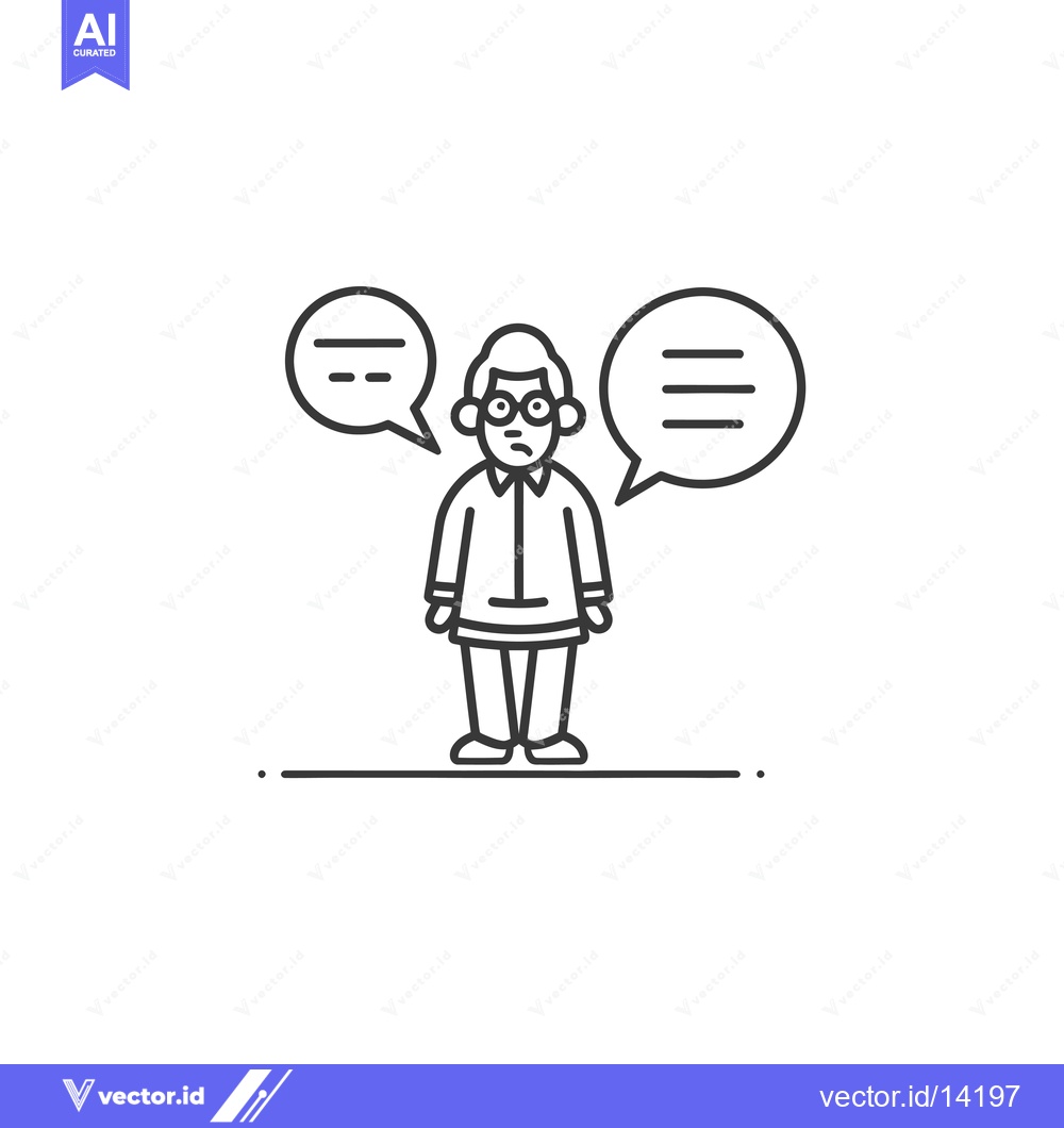 Premium Vector of A Confused Man with Speech Bubbles Above His Head