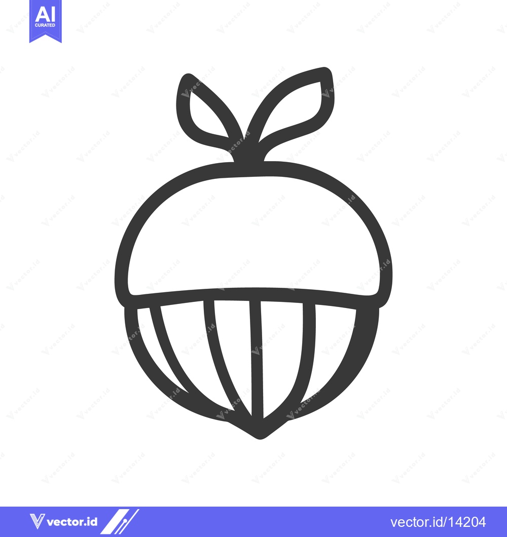 Premium Vector dari A simple drawing of an acorn with two green leaves on top