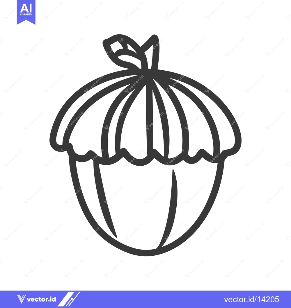 Premium Vector dari A simple stylized illustration of an acorn with a leaf