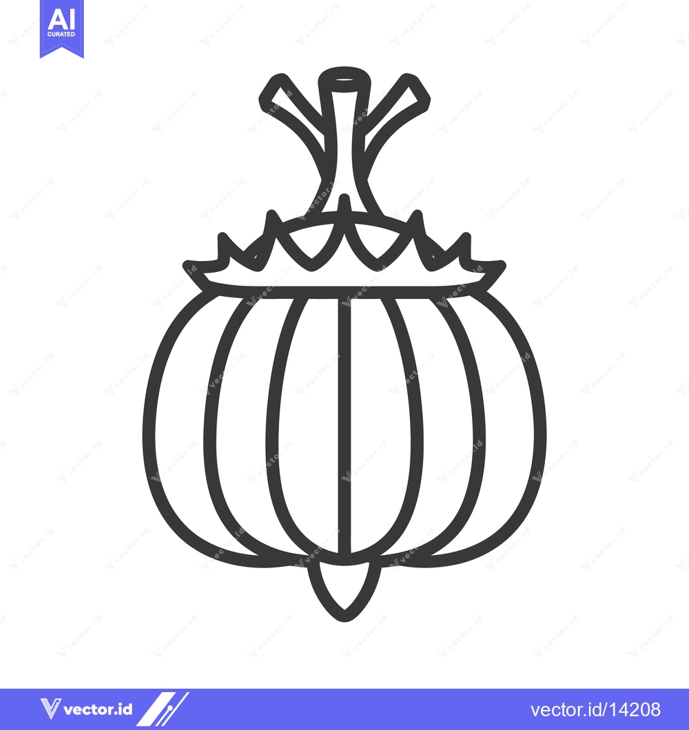Premium Vector dari An illustration of a stylized fruit with stem and crown