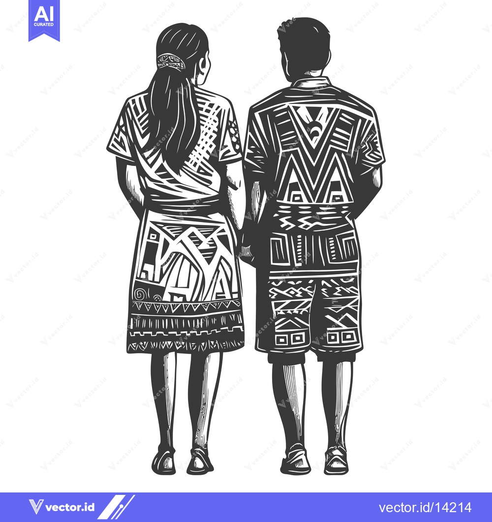Premium Vector dari A Couple in Traditional Clothing, Walking Away from the Viewer