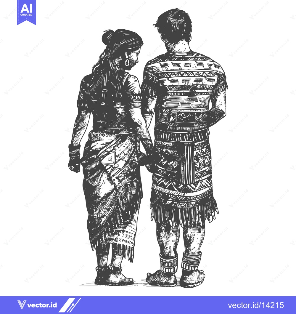 Premium Vector dari A Couple in Traditional Tribal Attire
