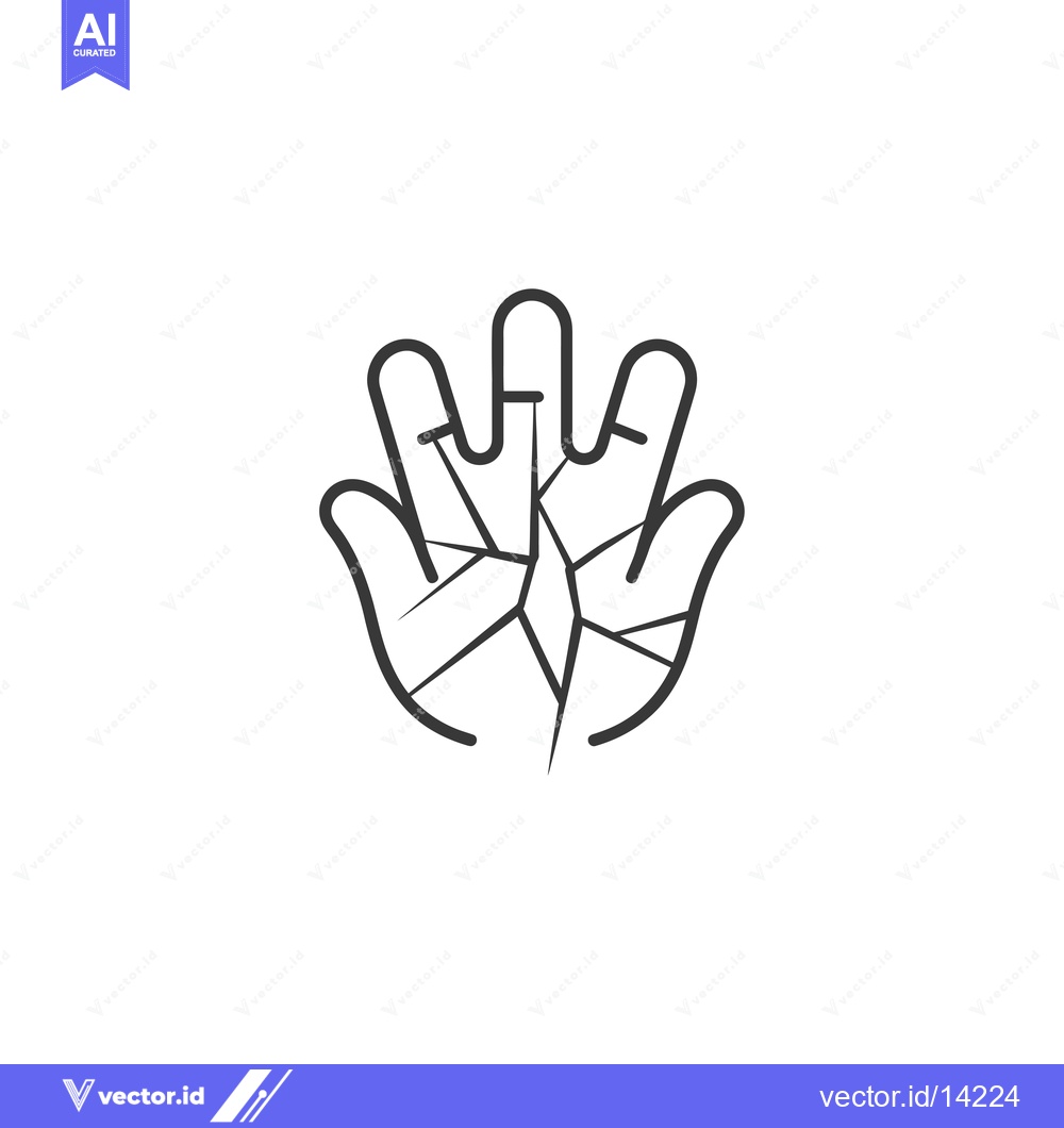 Premium Vector dari A Cracked Hand Outline Symbol, Representing Brokenness or Pain