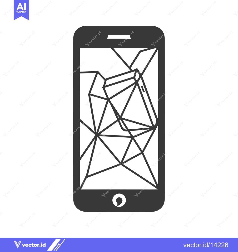 Premium Vector of A Cracked Smartphone Screen with Geometric Lines