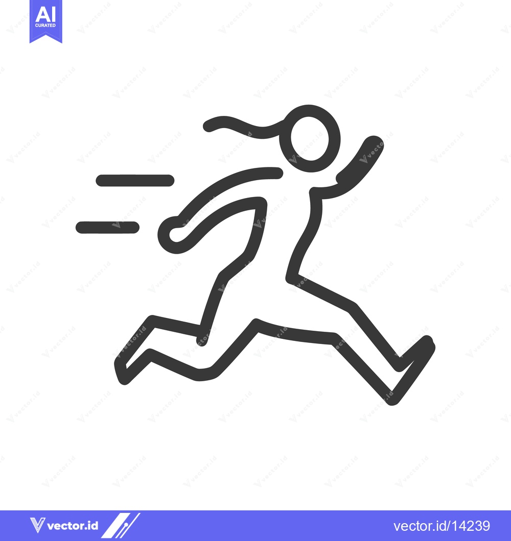 Premium Vector dari A Simple Black And White Line Drawing Depicting A Running Person
