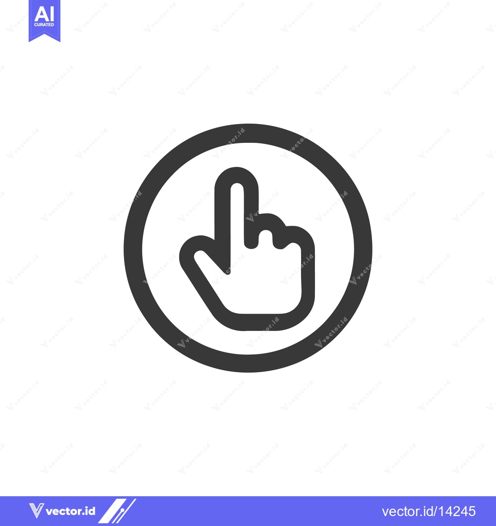 Premium Vector dari Finger Pointing Icon in Circle, Minimalist Design, Dark Gray on White