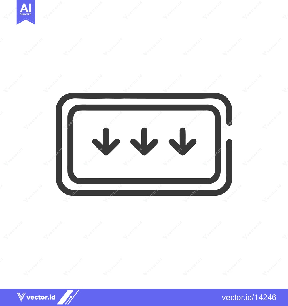 Premium Vector of Downward Arrows in Rounded Rectangle: Simple Vector Icon Design