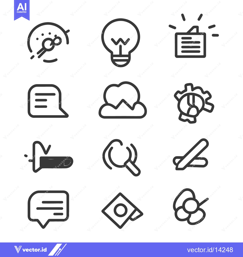 Premium Vector dari Collection of simple line drawings representing various symbols and id