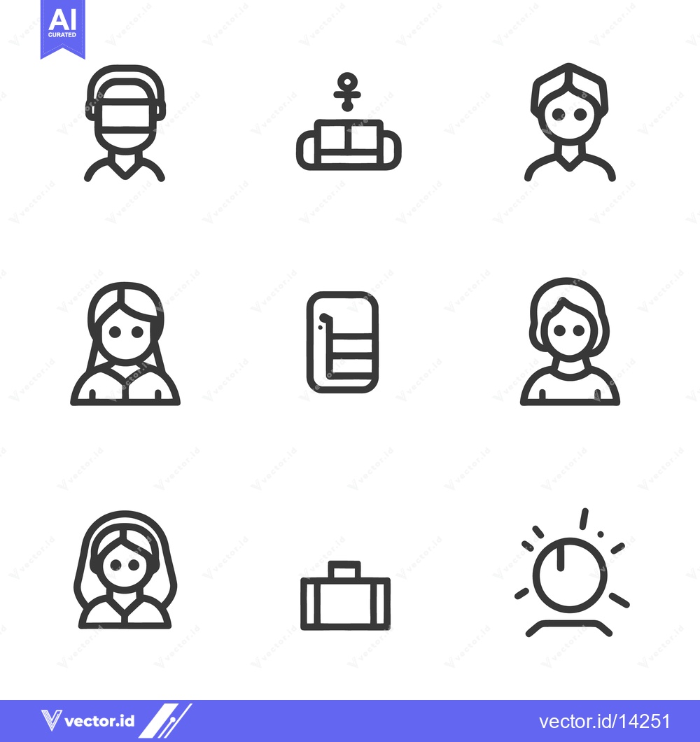 Premium Vector dari Various line icons depicting people and various household or office it