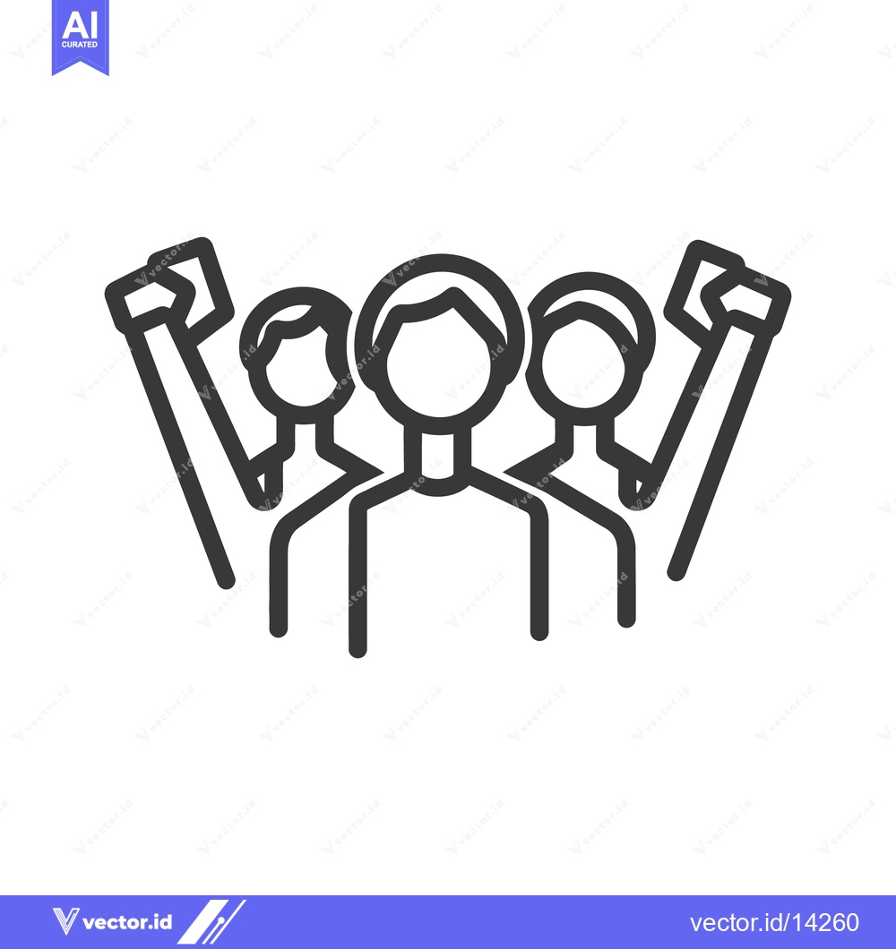 Premium Vector dari Illustration depicting a group of people raising their fists in unison
