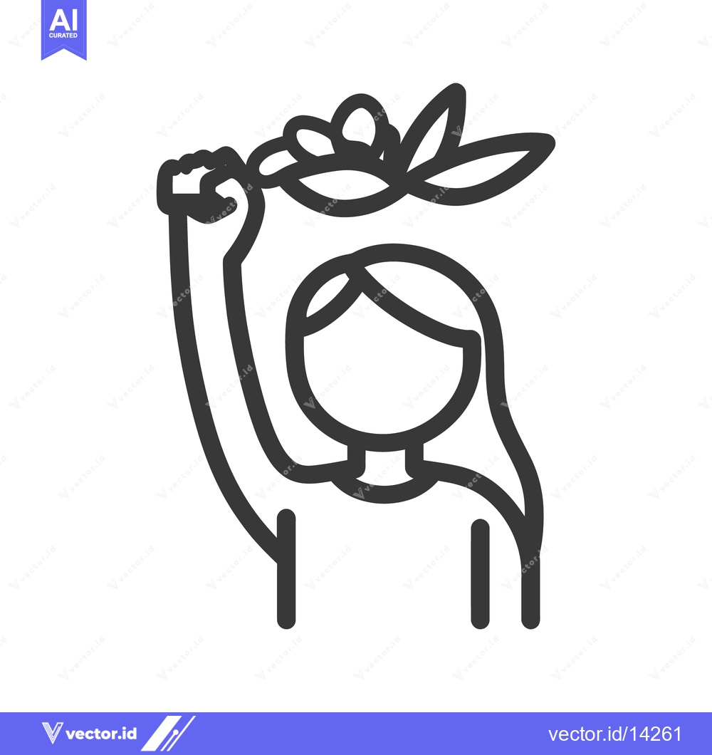 Premium Vector dari A woman raises a flower in a gesture of celebration
