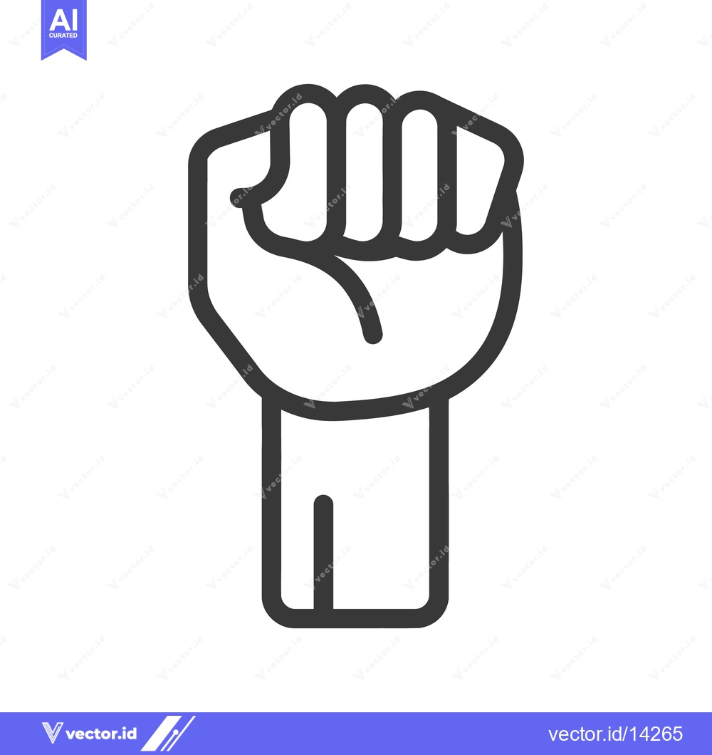 Premium Vector of A simple black and white graphic of a clenched fist and arm