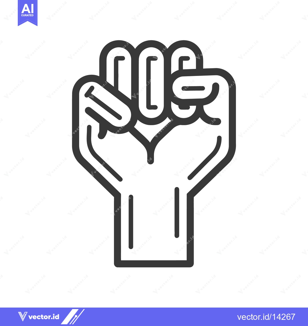 Premium Vector of A graphical illustration of a clenched fist shown in outline