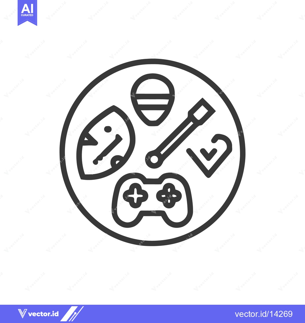 Premium Vector dari Circular Gaming Icon: Controller, Helmet, Paddle, and More