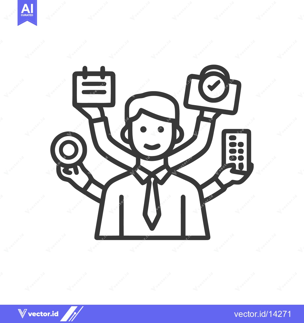 Premium Vector dari Overwhelmed Businessman Icon: Multiple Tasks, Time Management, and Pro