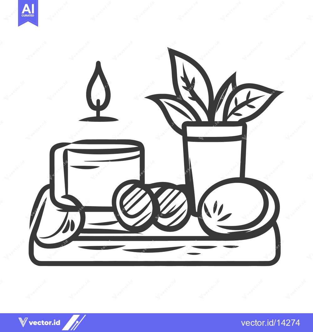 Premium Vector dari A still life composition featuring candle plant and spheres