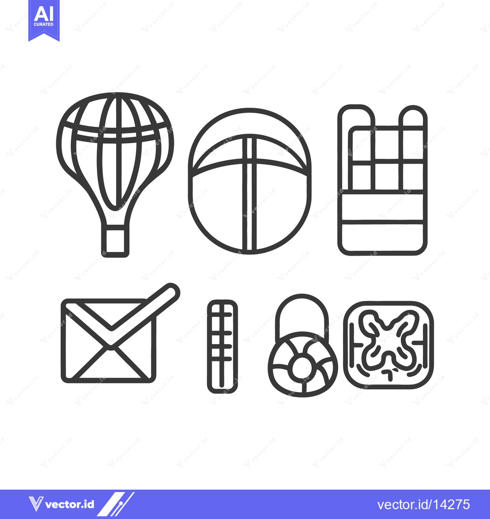Premium Vector of A collection of simple outline graphic symbols in a set
