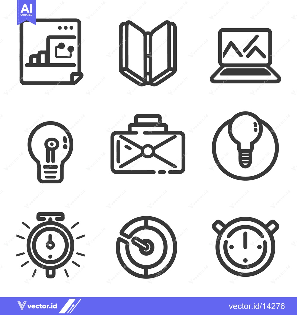 Premium Vector of A collection of business and productivity icons in a grid