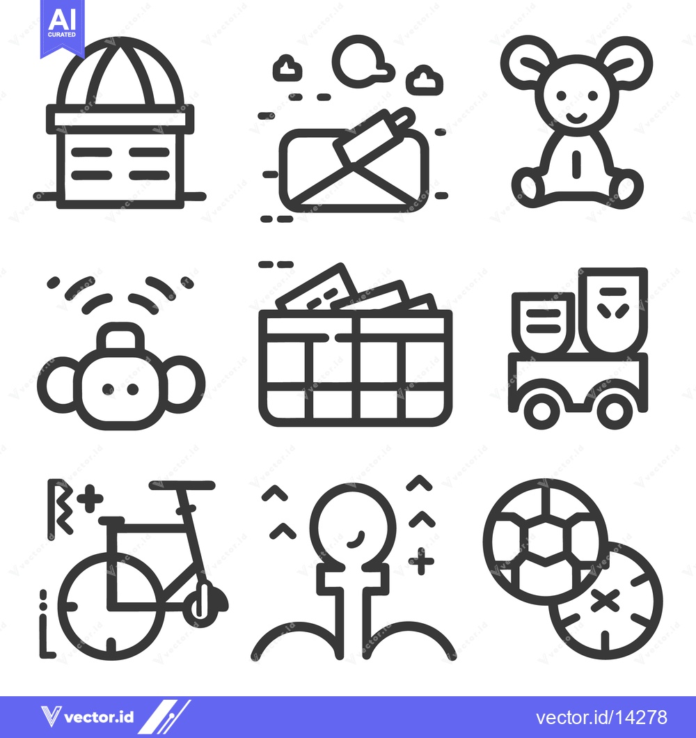 Premium Vector of Collection of simple outlined illustrations with various everyday obje