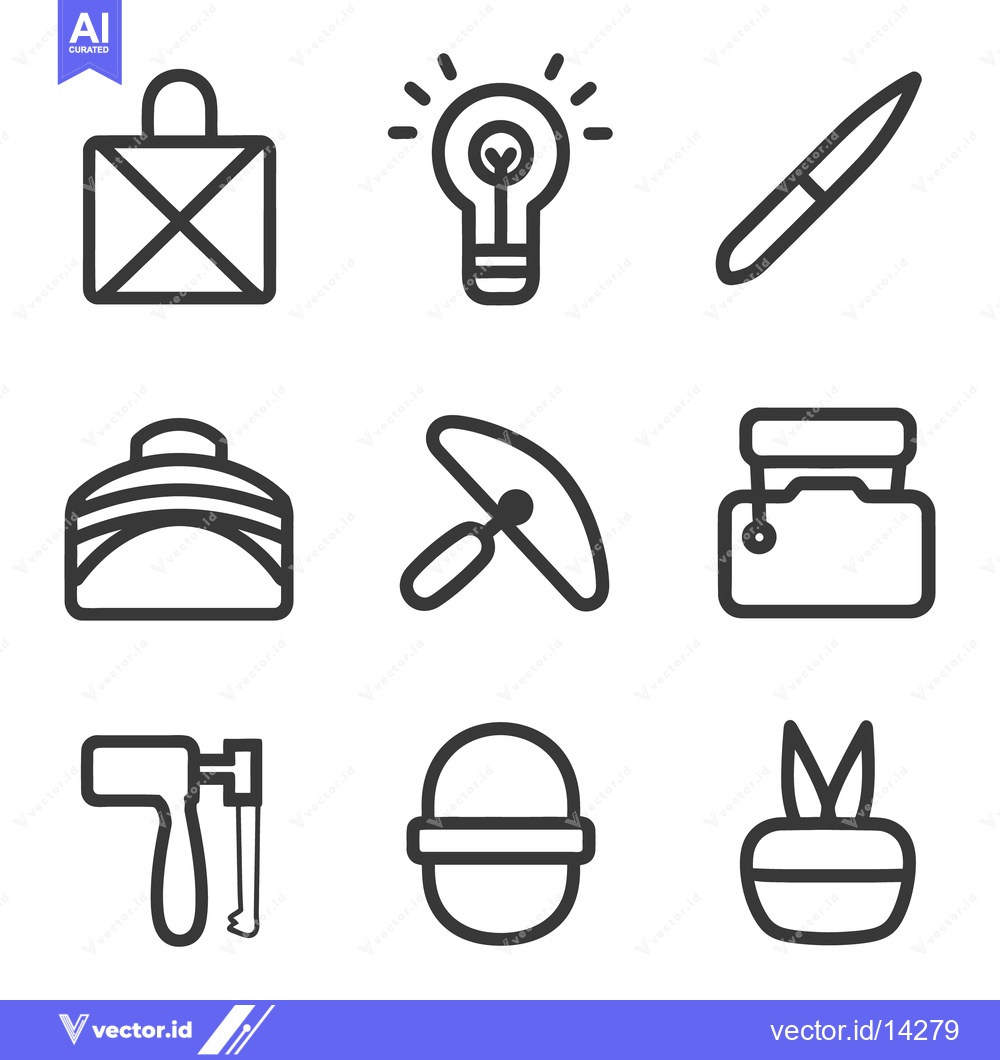 Premium Vector of Collection of minimalist illustrated icons representing various object