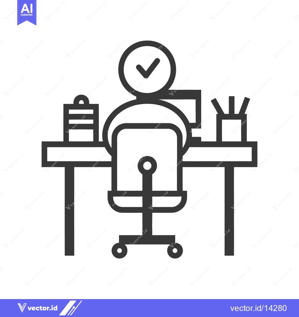 Premium Vector of A person working at a desk with a checked circle overhead