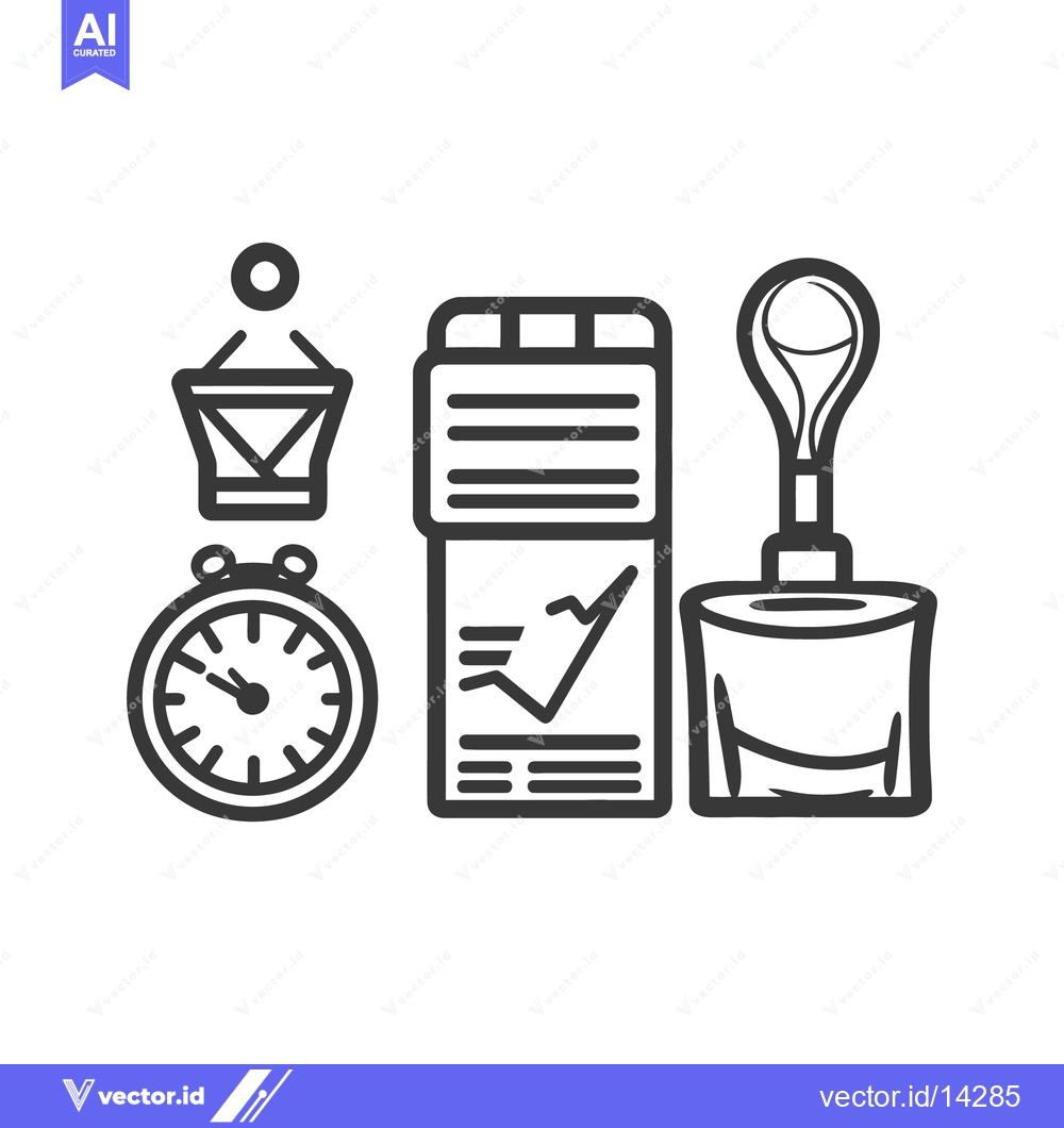Premium Vector of Various outline icons including a timer and a scientific instrument
