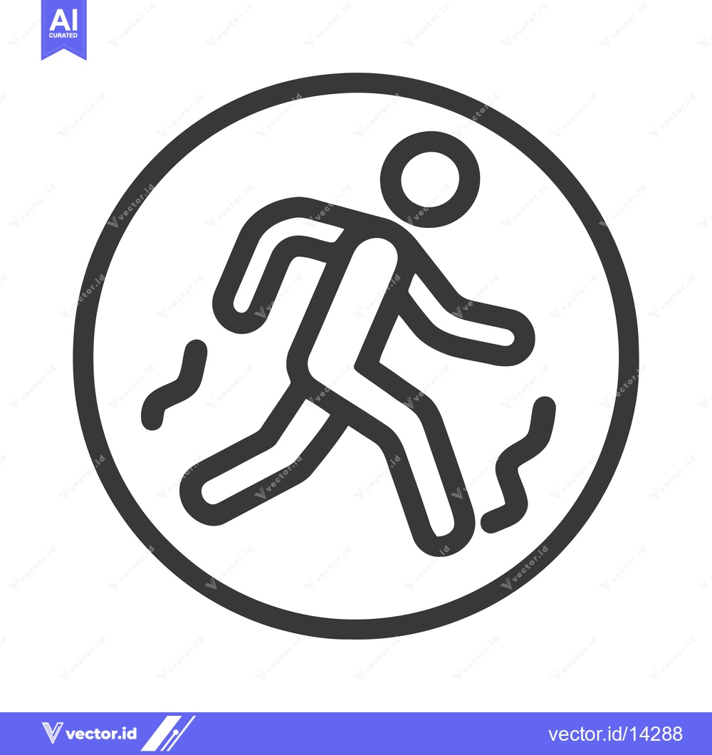 Premium Vector dari Minimalist Running Icon: Bold Outline of a Person in Motion Inside a C
