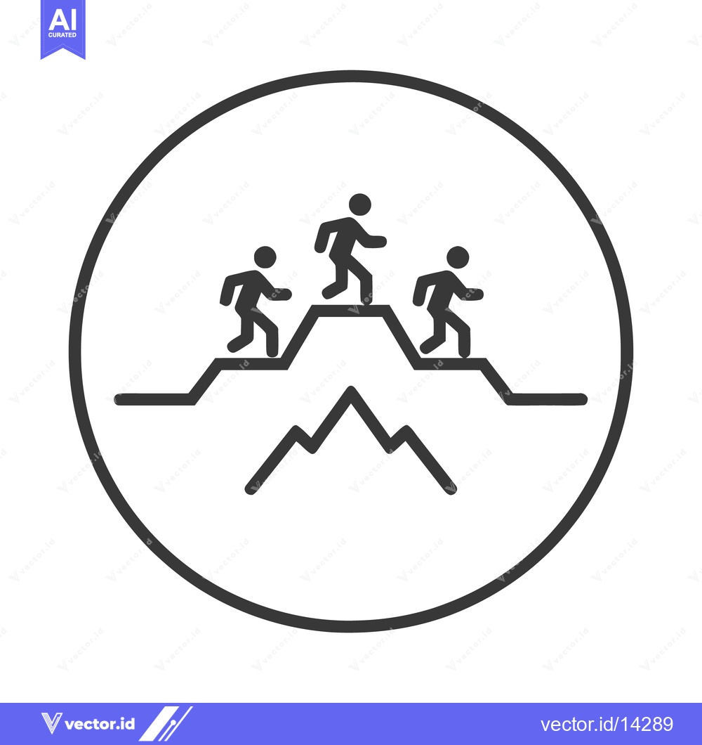 Premium Vector dari Teamwork Ascending: Minimalist Icon of Three Figures Conquering Peaks,