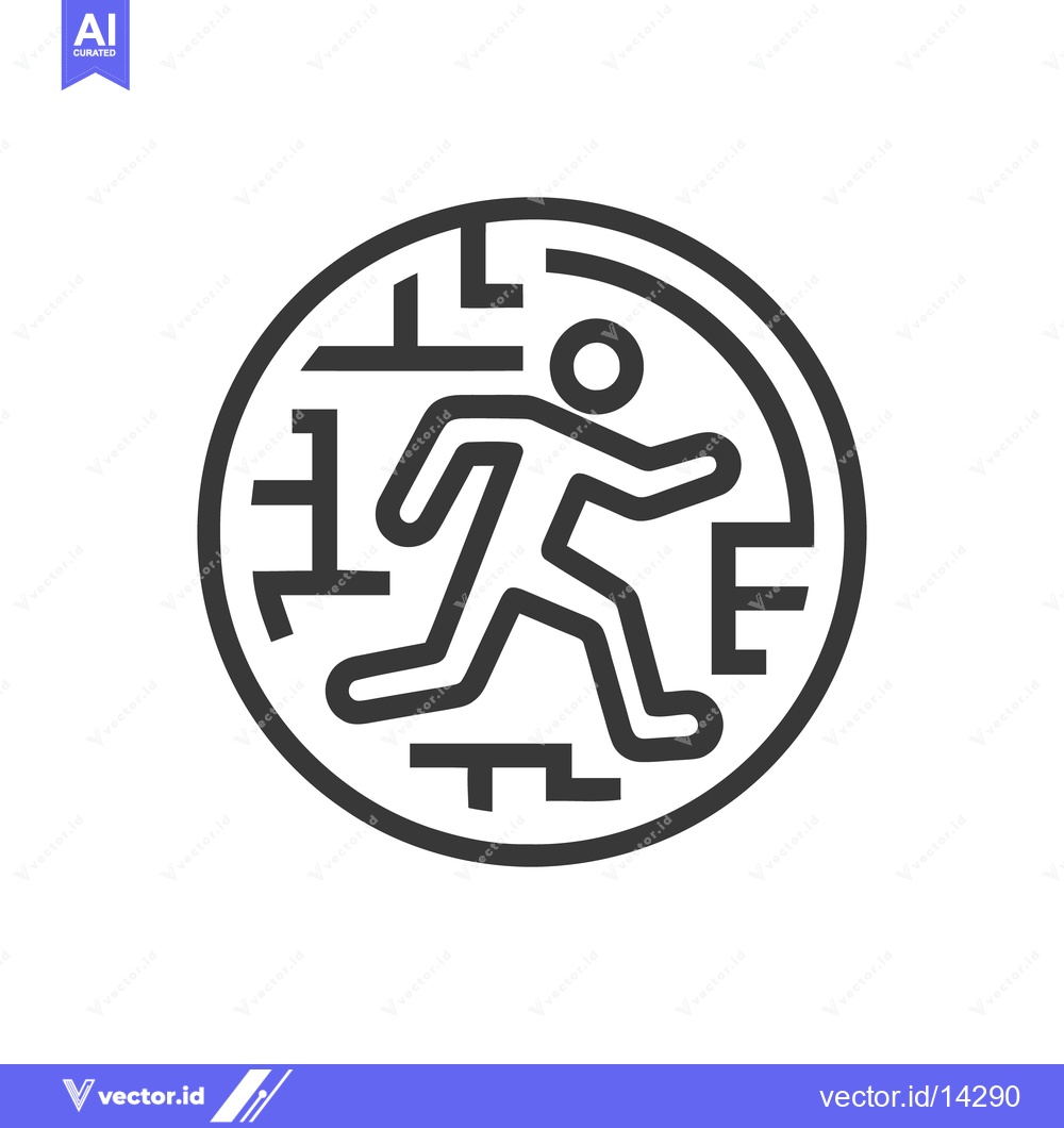 Premium Vector dari Simple Line Art Icon of Person Navigating a Maze