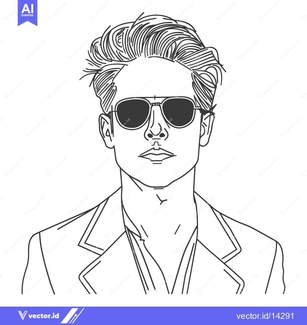 Premium Vector of A drawing of a man wearing sunglasses and a suit jacket
