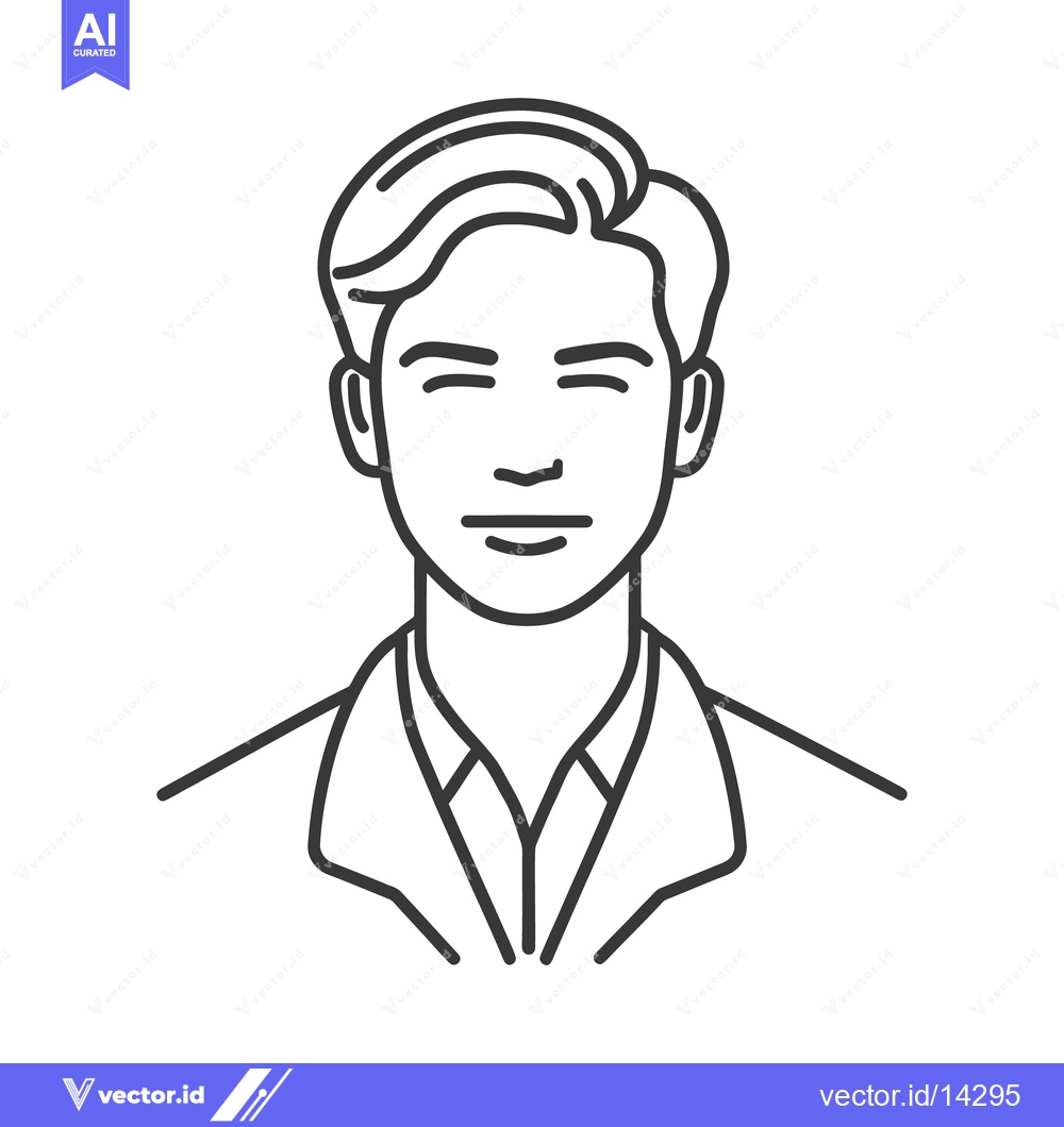 Premium Vector dari A linear illustration depicting the face of a young man