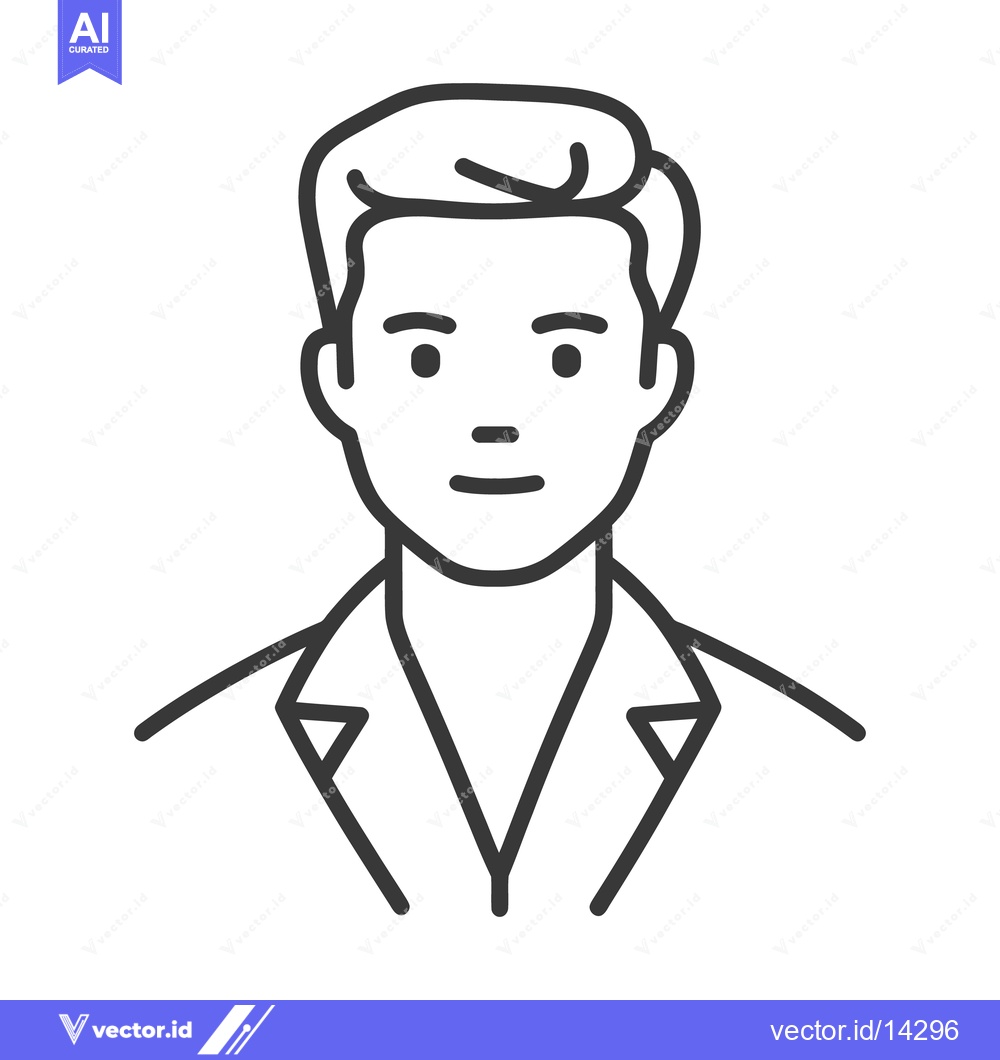 Premium Vector of A simple black and white icon depicting a human male person