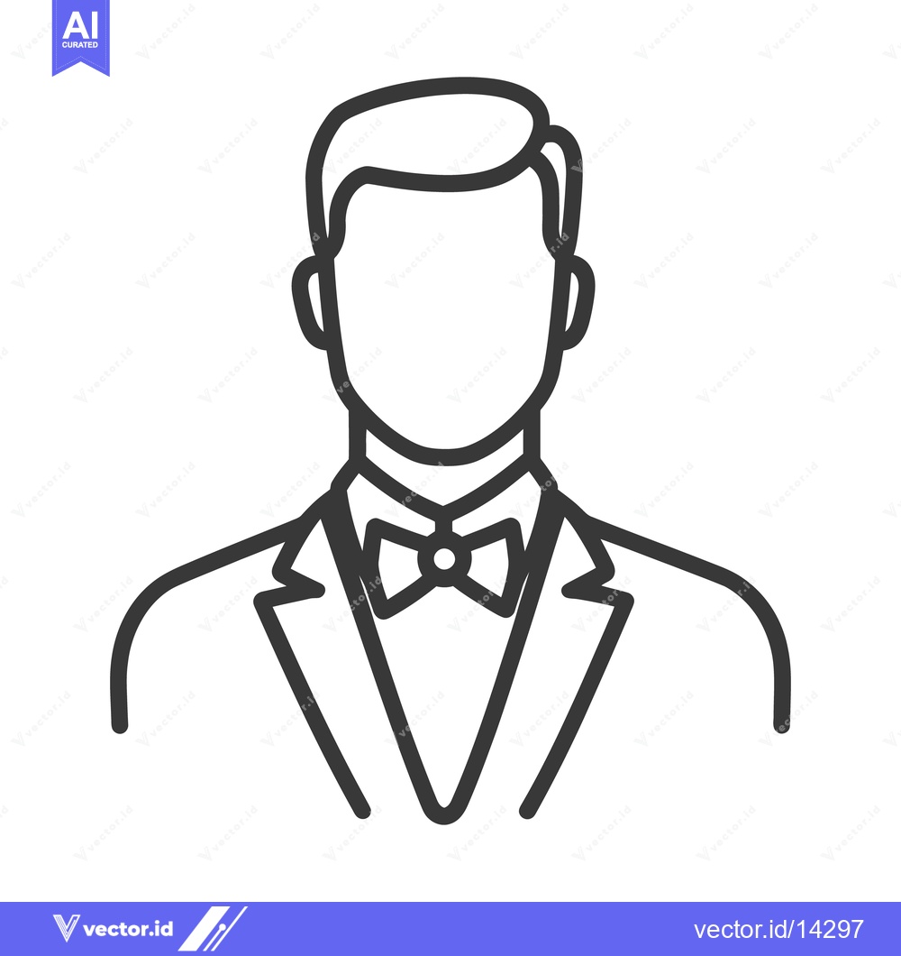 Premium Vector dari A gentleman depicted with a bow tie and formal suit jacket