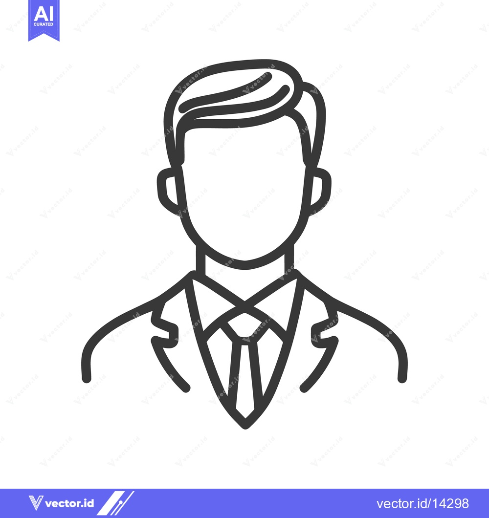 Premium Vector of An outline drawing illustrating a suited man in a simple graphic style