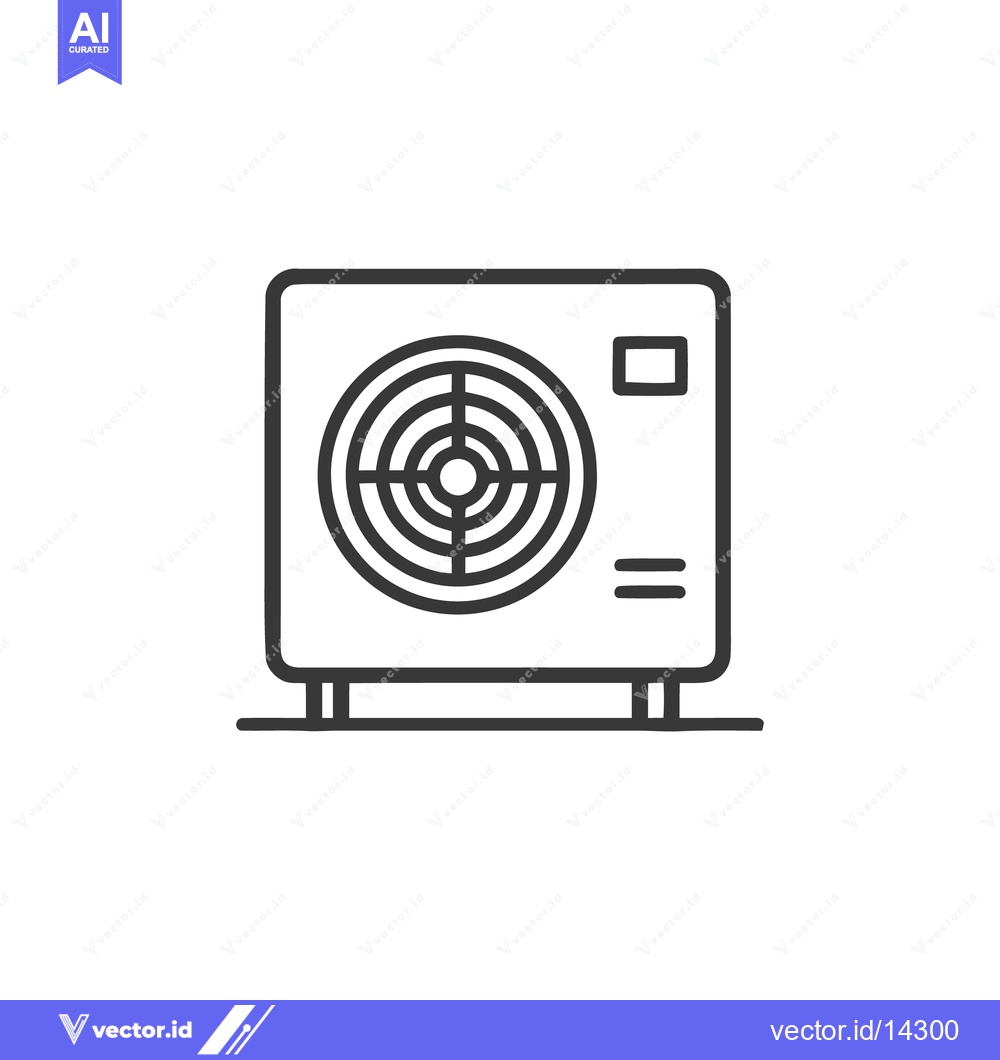 Premium Vector dari Air Conditioner Unit Icon: Modern Line Art Illustration on White Backg