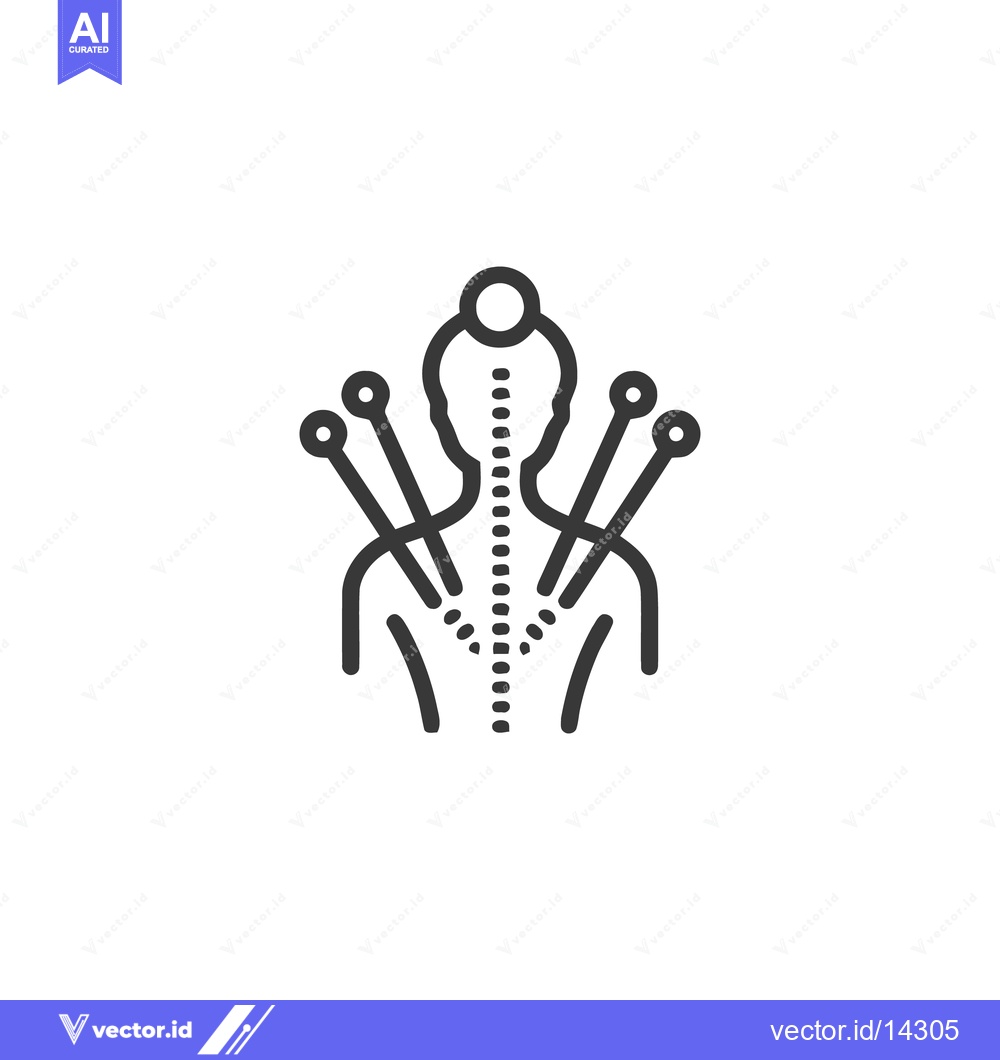 Premium Vector dari Acupuncture Treatment: Minimalist Line Art Icon of Person Receiving Ac