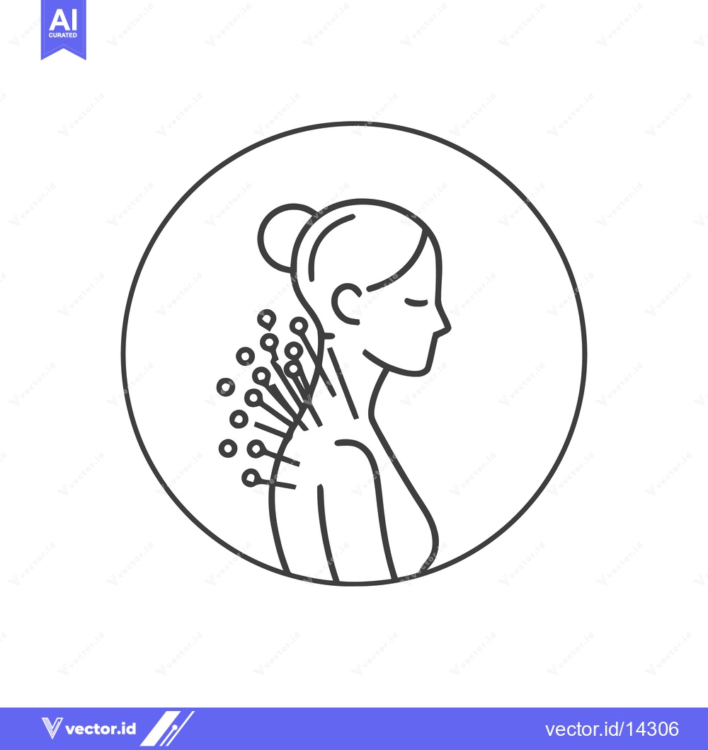 Premium Vector of Minimalist Acupuncture Icon: Woman's Profile with Needles in Circular
