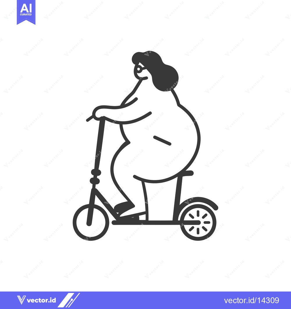 Premium Vector of A curvy woman riding a scooter