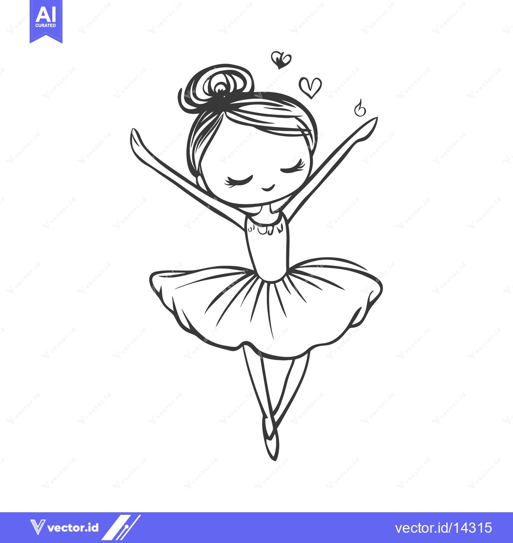 Premium Vector dari A Cute Cartoon Ballerina with Arms Outstretched