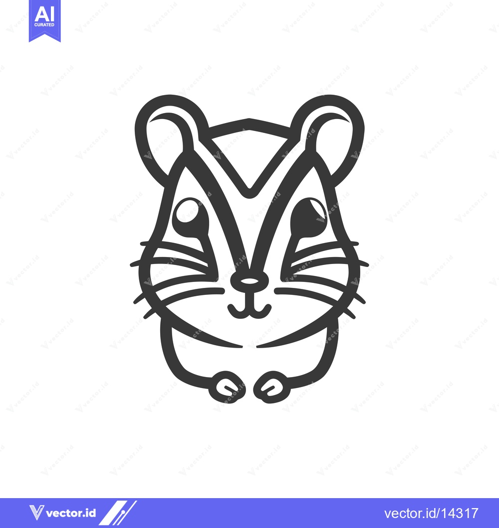 Premium Vector of A Cute Cartoon Black and White Hamster with Big Eyes