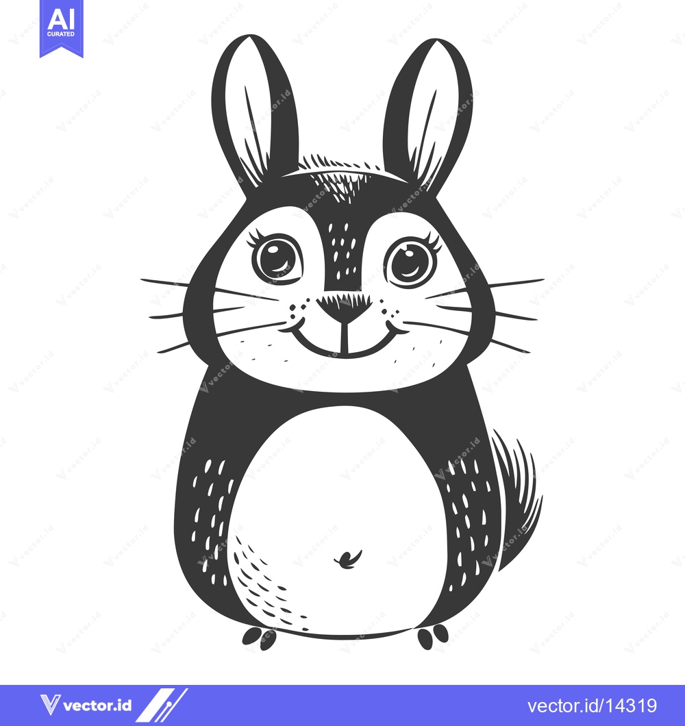Premium Vector dari A Cute Cartoon Bunny with Big Eyes and a Smile