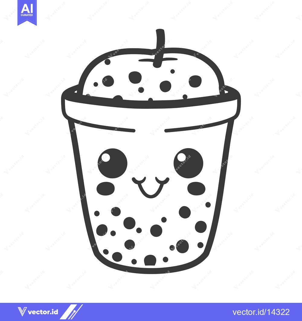 Premium Vector dari A Cute Cartoon Illustration of a Boba Tea Cup with a Smiling Face