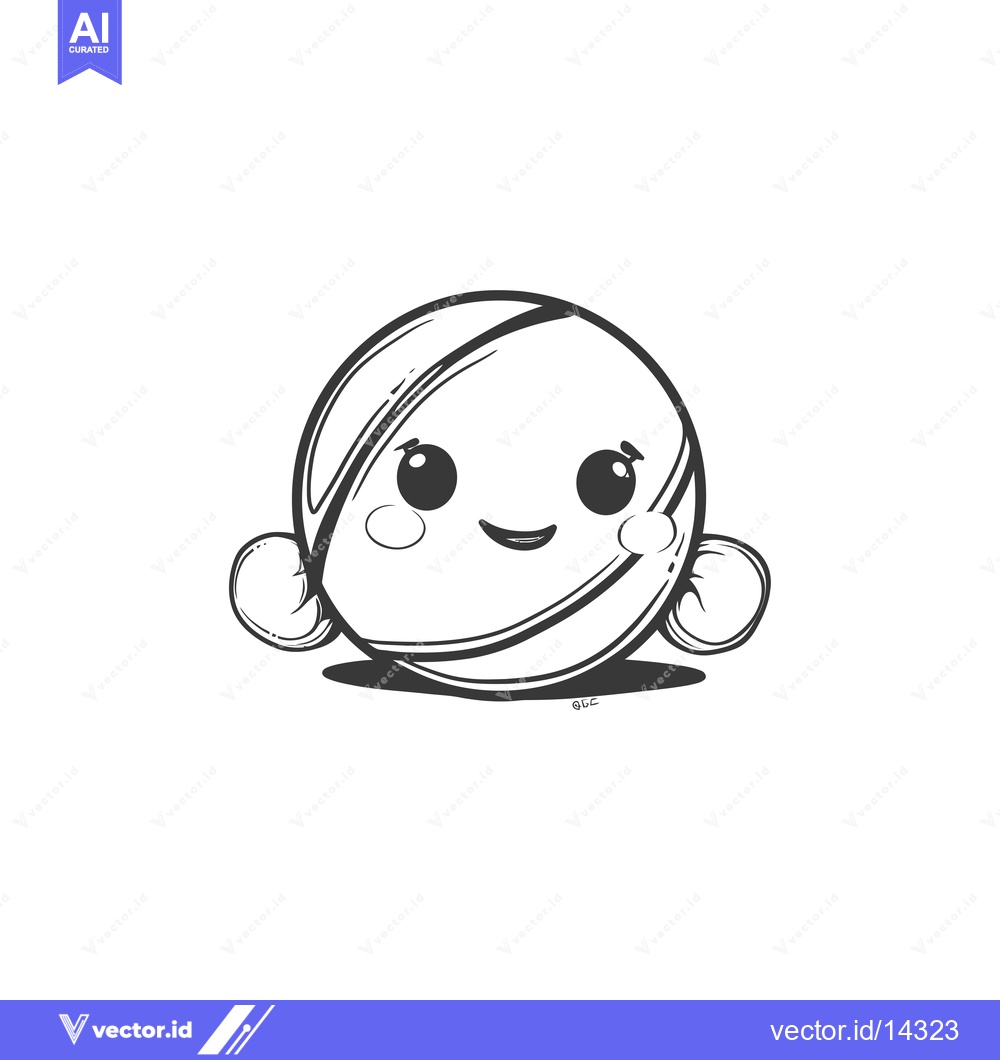 Premium Vector dari A Cute Cartoon Illustration of a Striped Ball with a Smiling Face