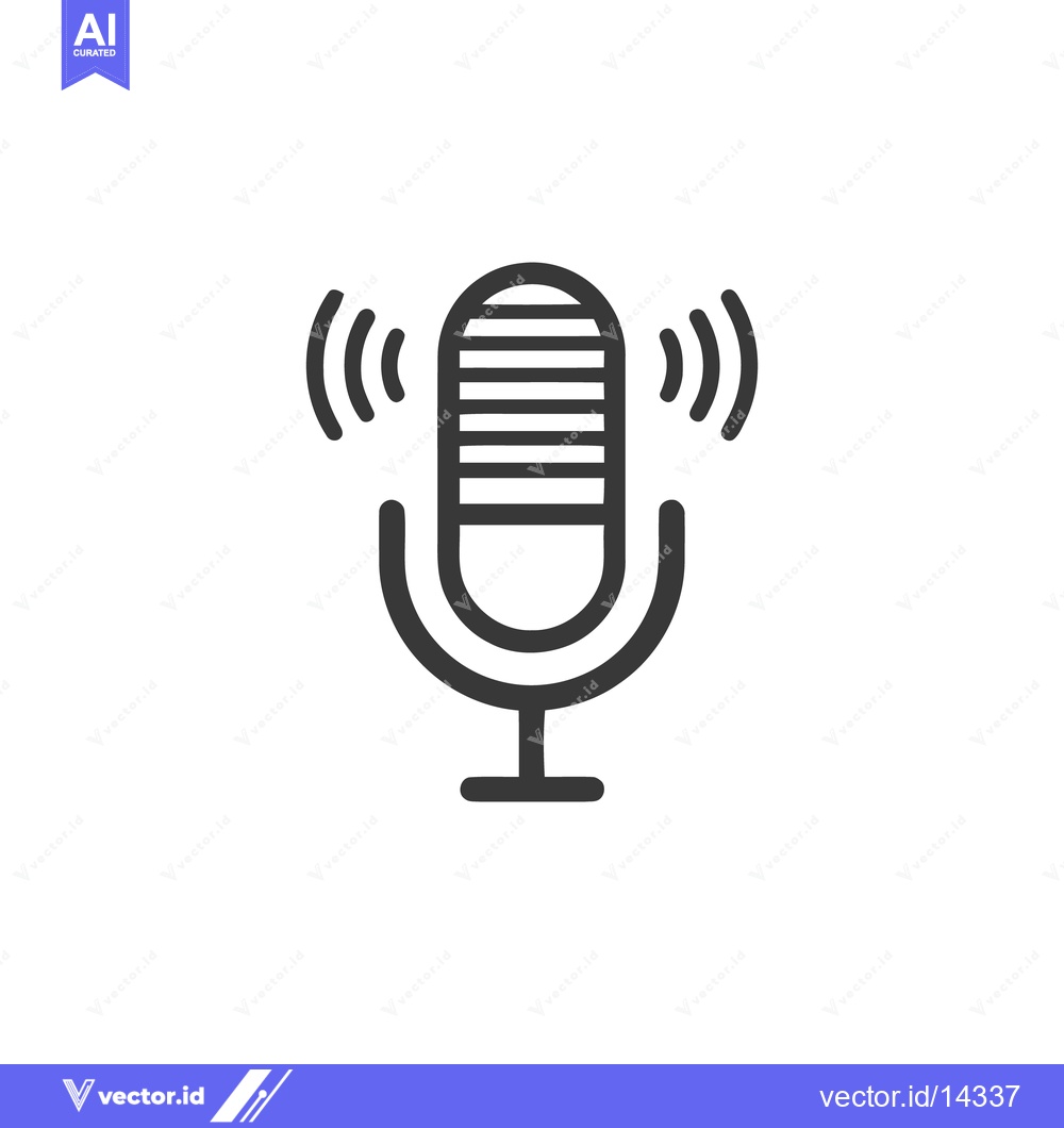 Premium Vector dari Minimalist Microphone Icon with Sound Waves on White Background