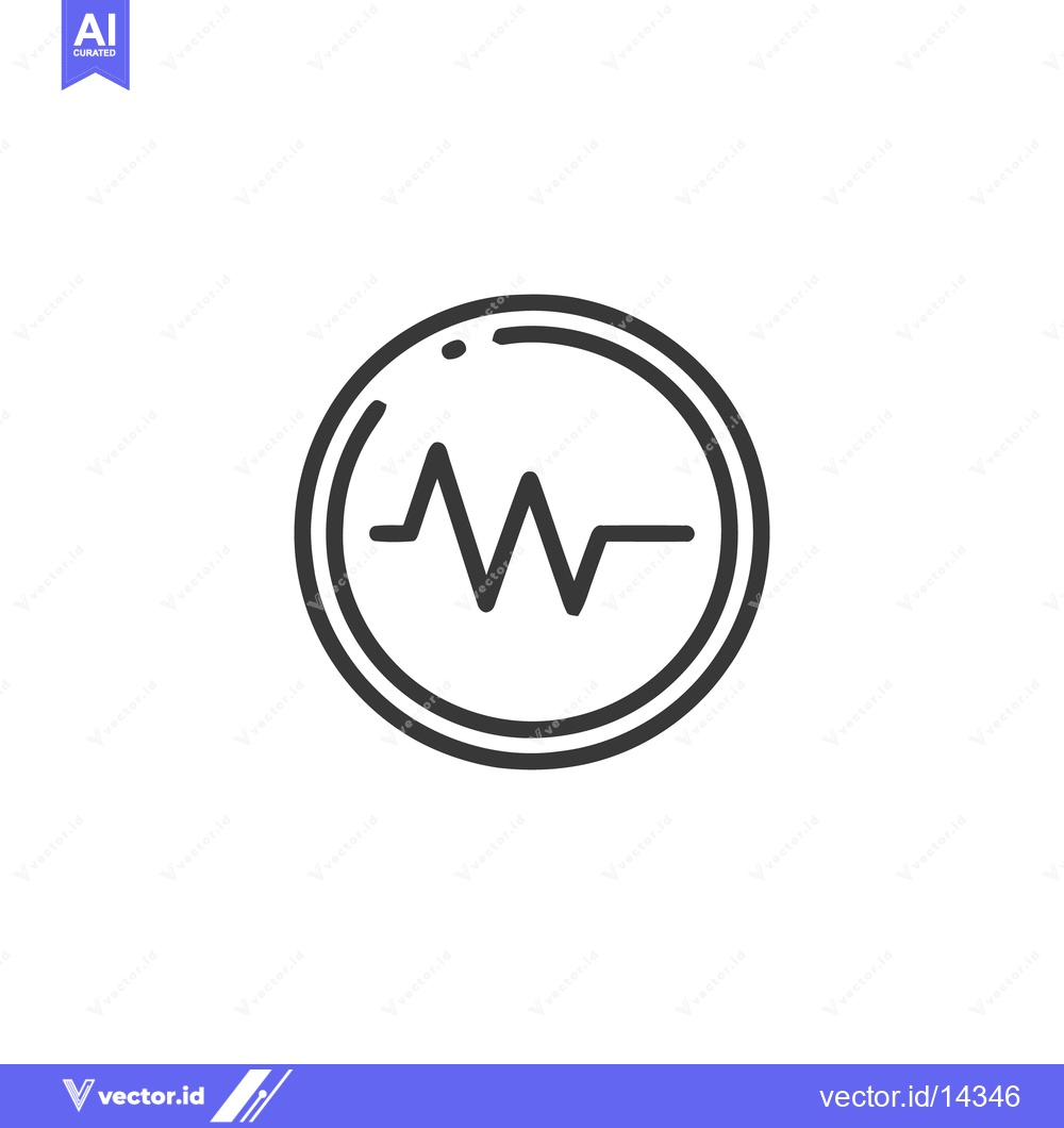 Premium Vector of Minimalist Heartbeat Pulse in Circle, Medical Symbol, Black Line Art