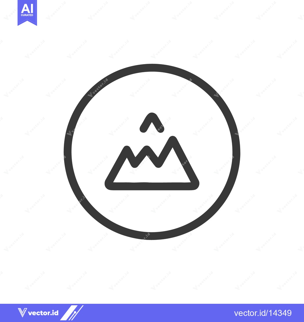 Premium Vector dari Mountain Icon: Simple, Bold, Minimalist Design in Circular Frame.
