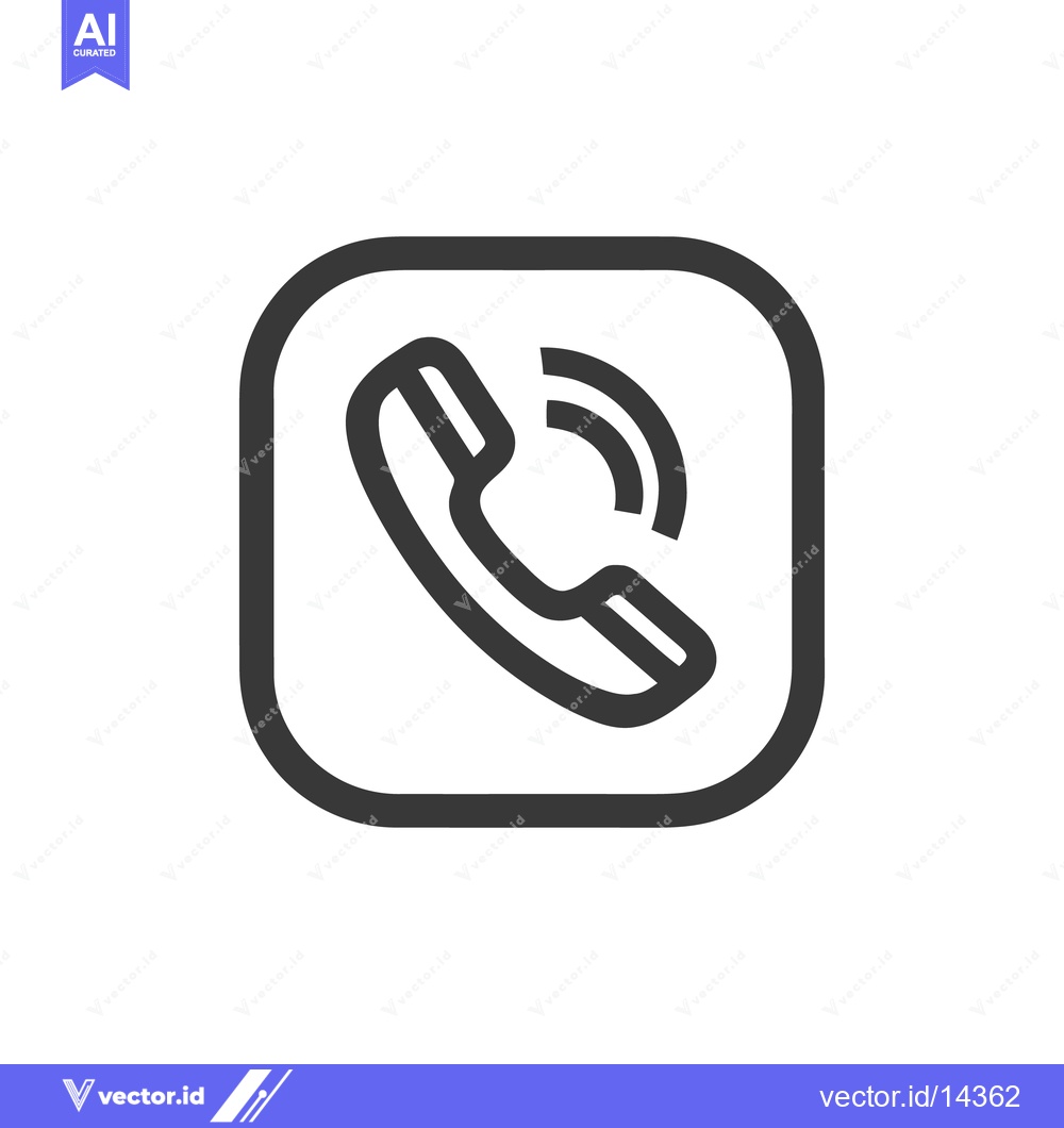 Premium Vector of Minimalist Phone Icon with Ringing Signal in Rounded Square Frame