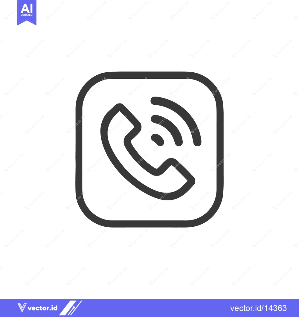 Premium Vector of Phone Icon with Signal Waves in Rounded Square, Minimalist Design