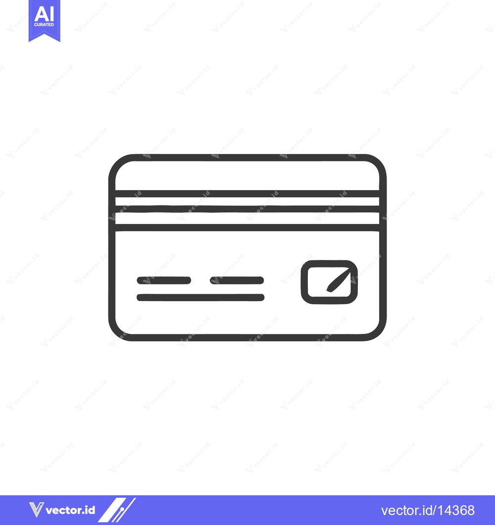 Premium Vector of Minimalist Credit Card Icon with Chip and Magnetic Stripe Detail